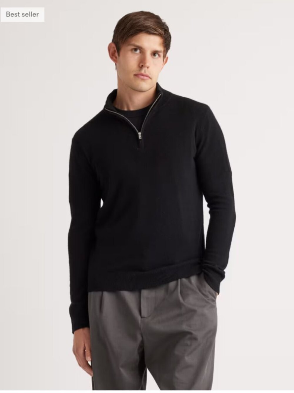 NWT Quince 100% Mongolian Cashmere Quarter Zip Sweater Black Small